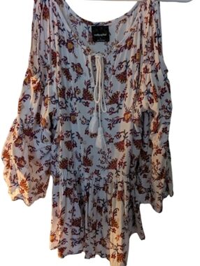 💲⬇️Wallpapher Floral Cold Shoulder  Print Blouse